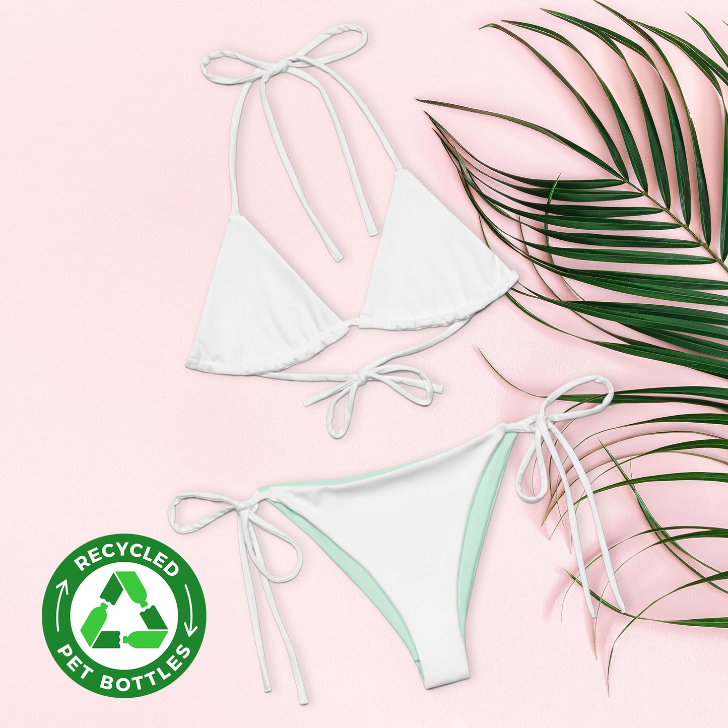 White-mint Recycled string bikini set