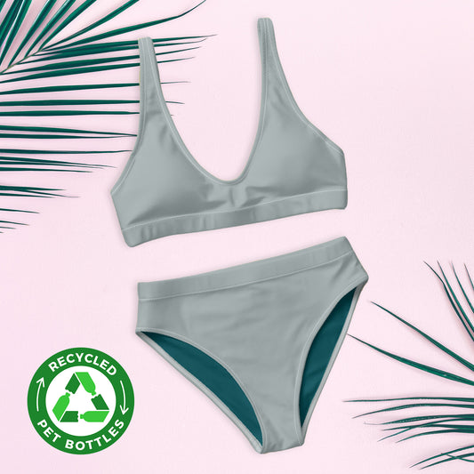 Maillot de bain taille haute recyclé gris cendré