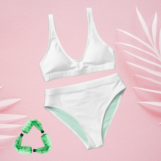 Bikini sport recyclé blanc-menthe