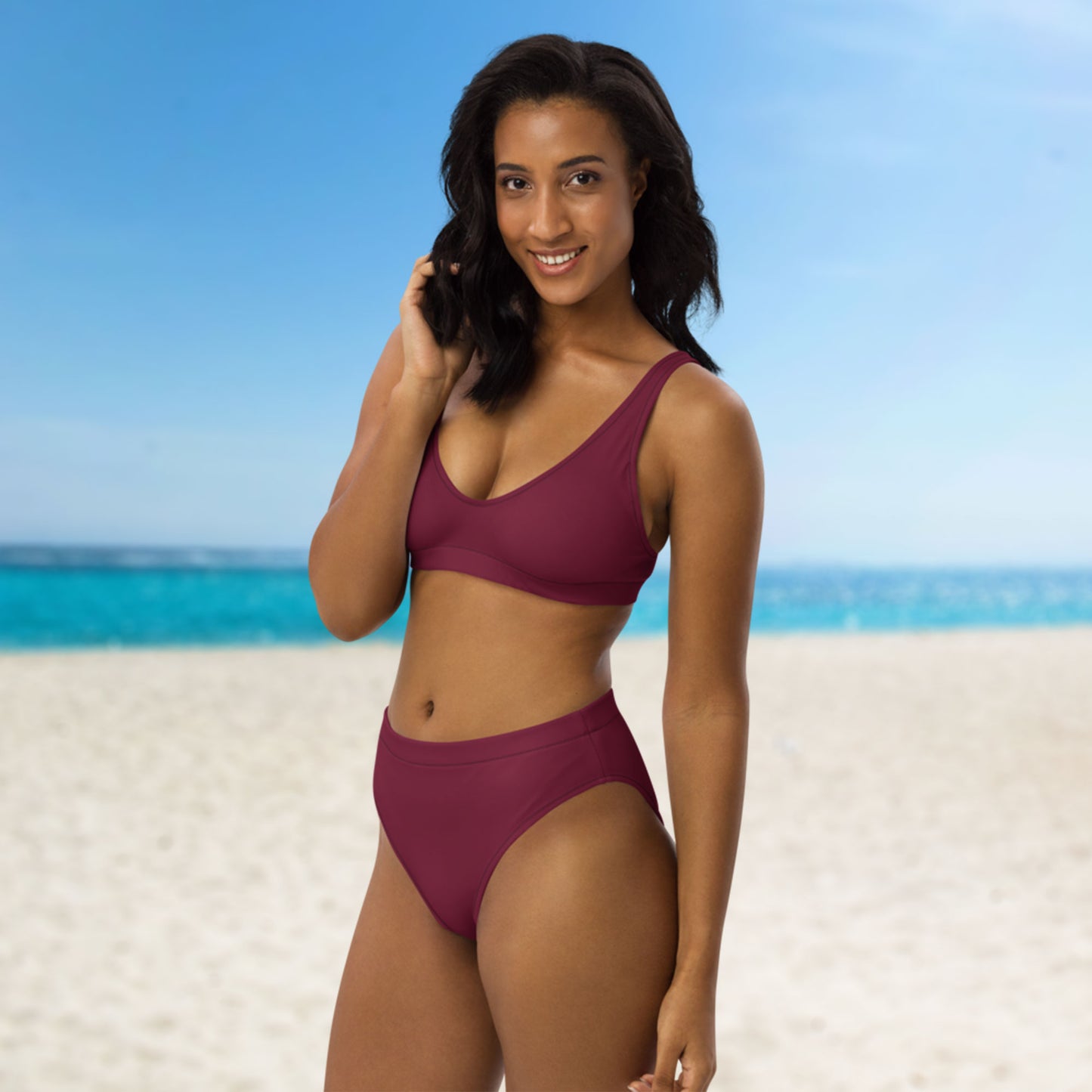 Maillot de bain sport recyclé bordeaux rubis