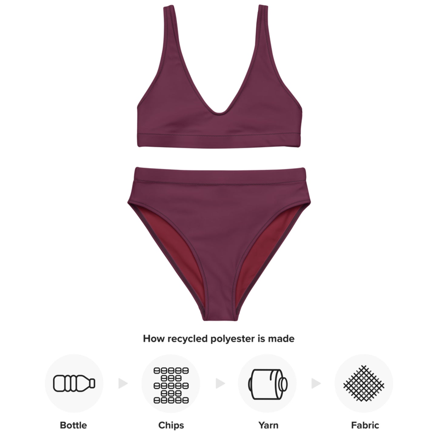 Claret violet purple Recycled sport bikini set, sustainable fashion