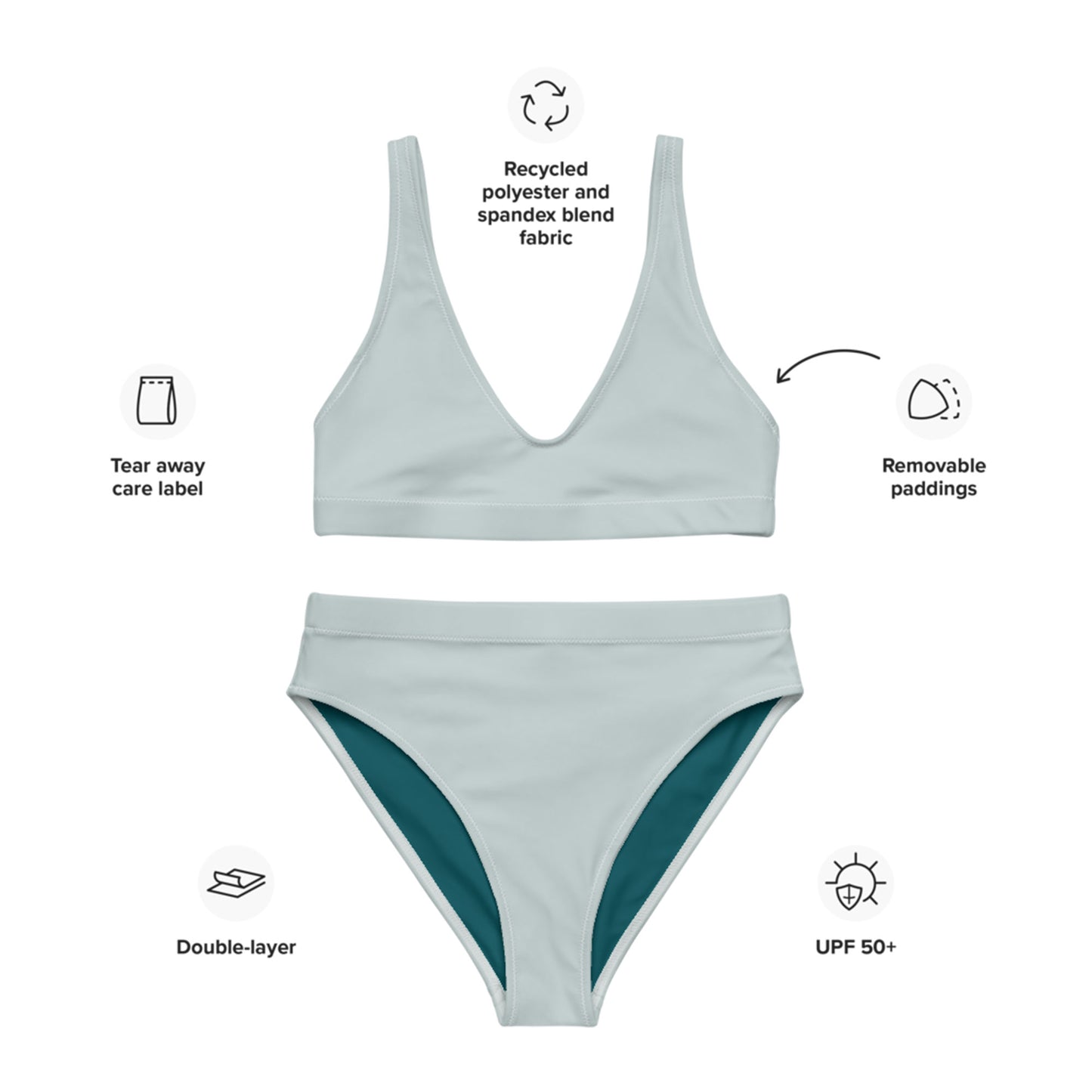 Maillot de bain taille haute recyclé gris clair