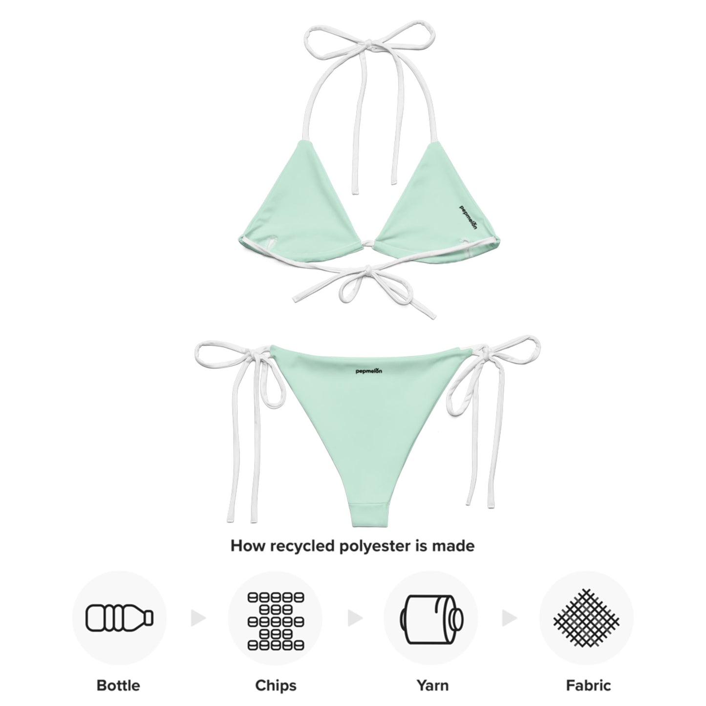 White-mint Recycled string bikini set