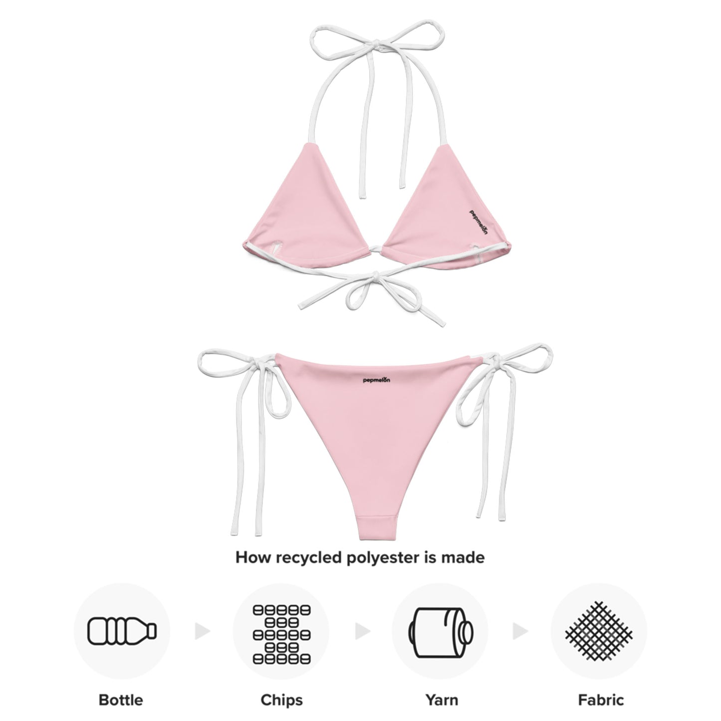 Maillot de bain string recyclé blanc-rose