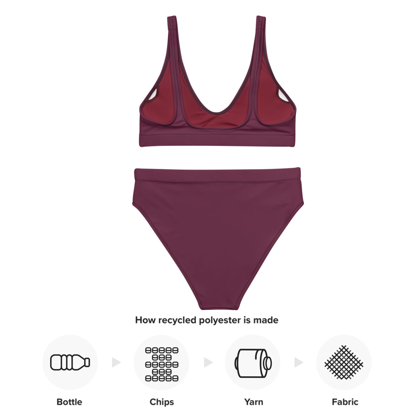 Claret violet purple Recycled sport bikini set, sustainable fashion