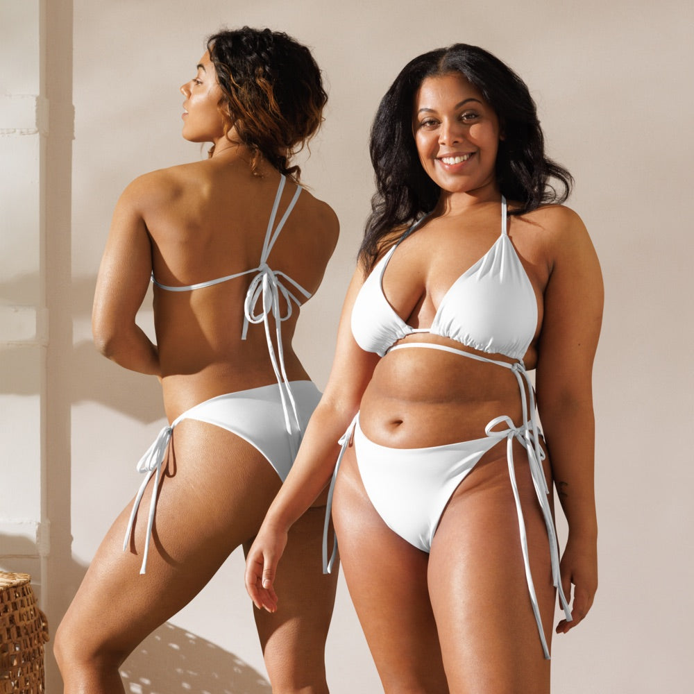 Maillot de bain string recyclé blanc-rose