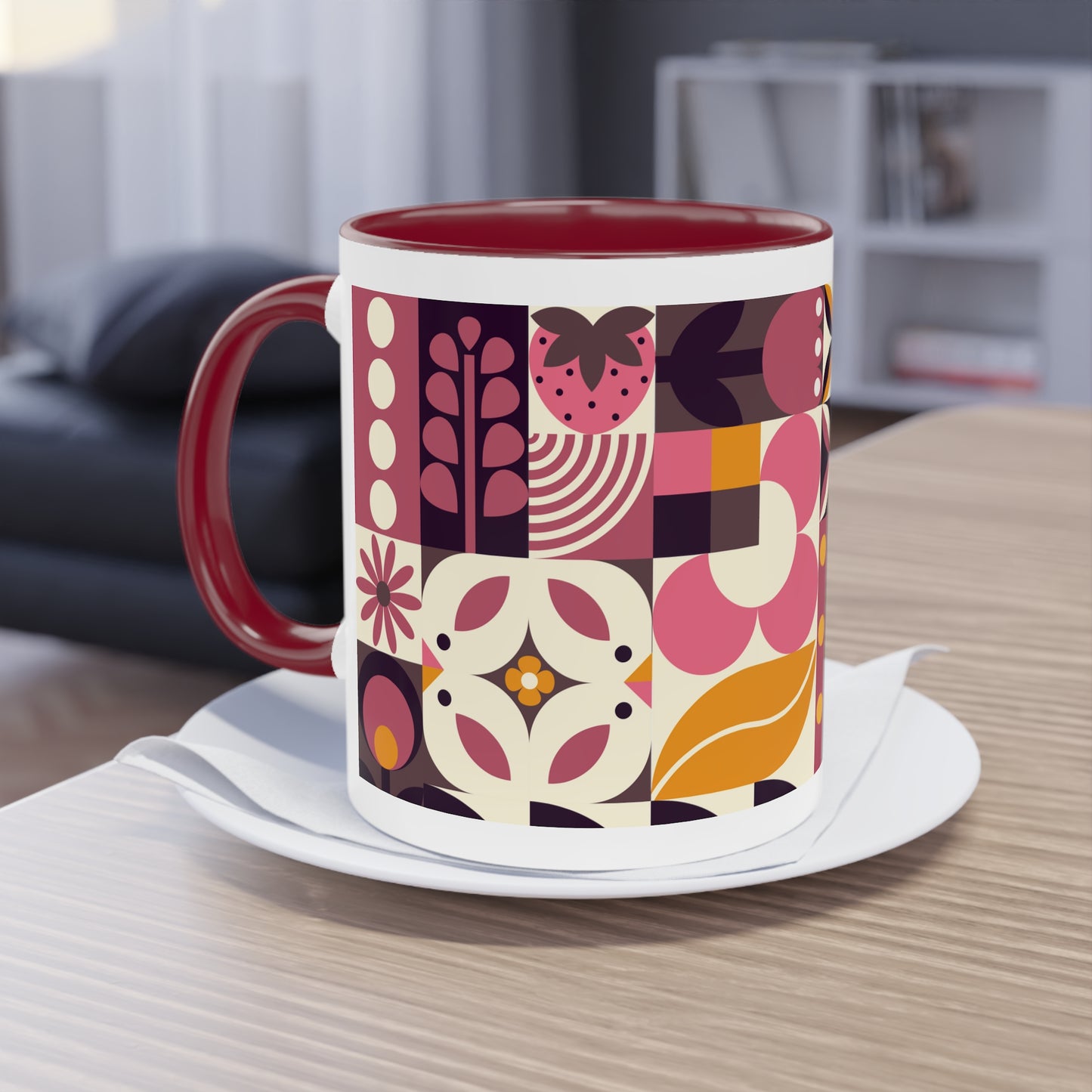 Zweifarbige Kaffeetasse im Bauhaus-Stil „Spring Love“, 0,33 l, 11 oz