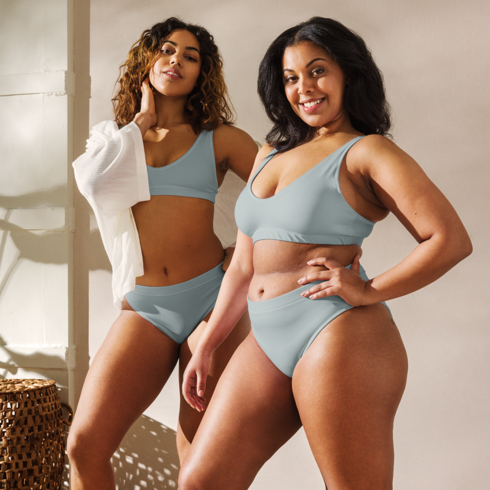 Ash grey Recycled high-waisted bikini set