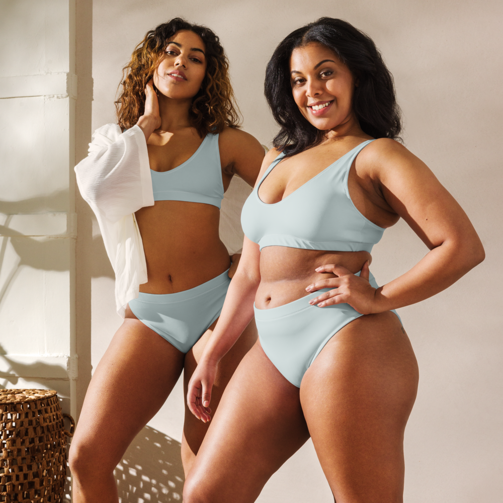 Maillot de bain taille haute recyclé gris clair