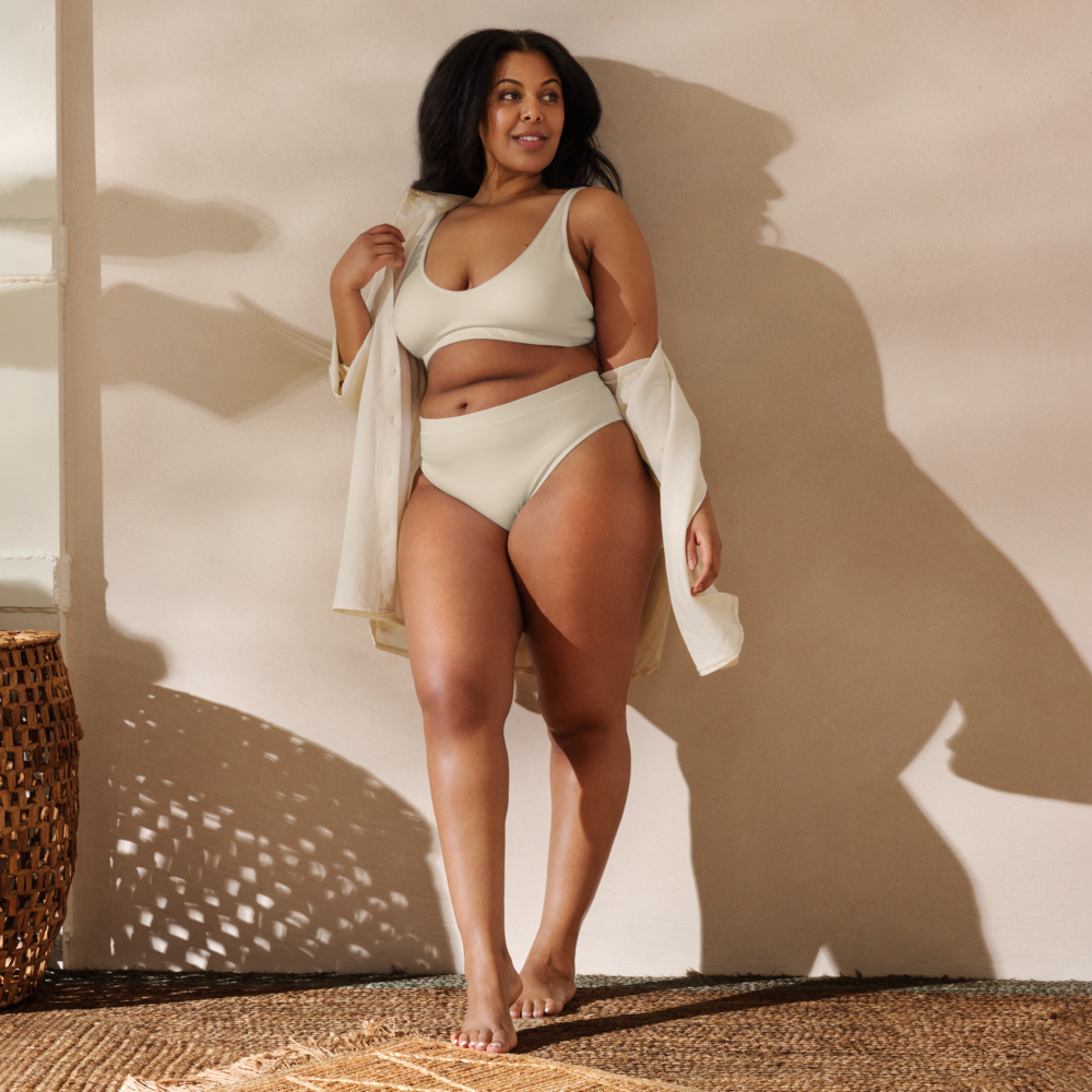 Crème d'amande, beige Ensemble de bikini taille haute recyclé