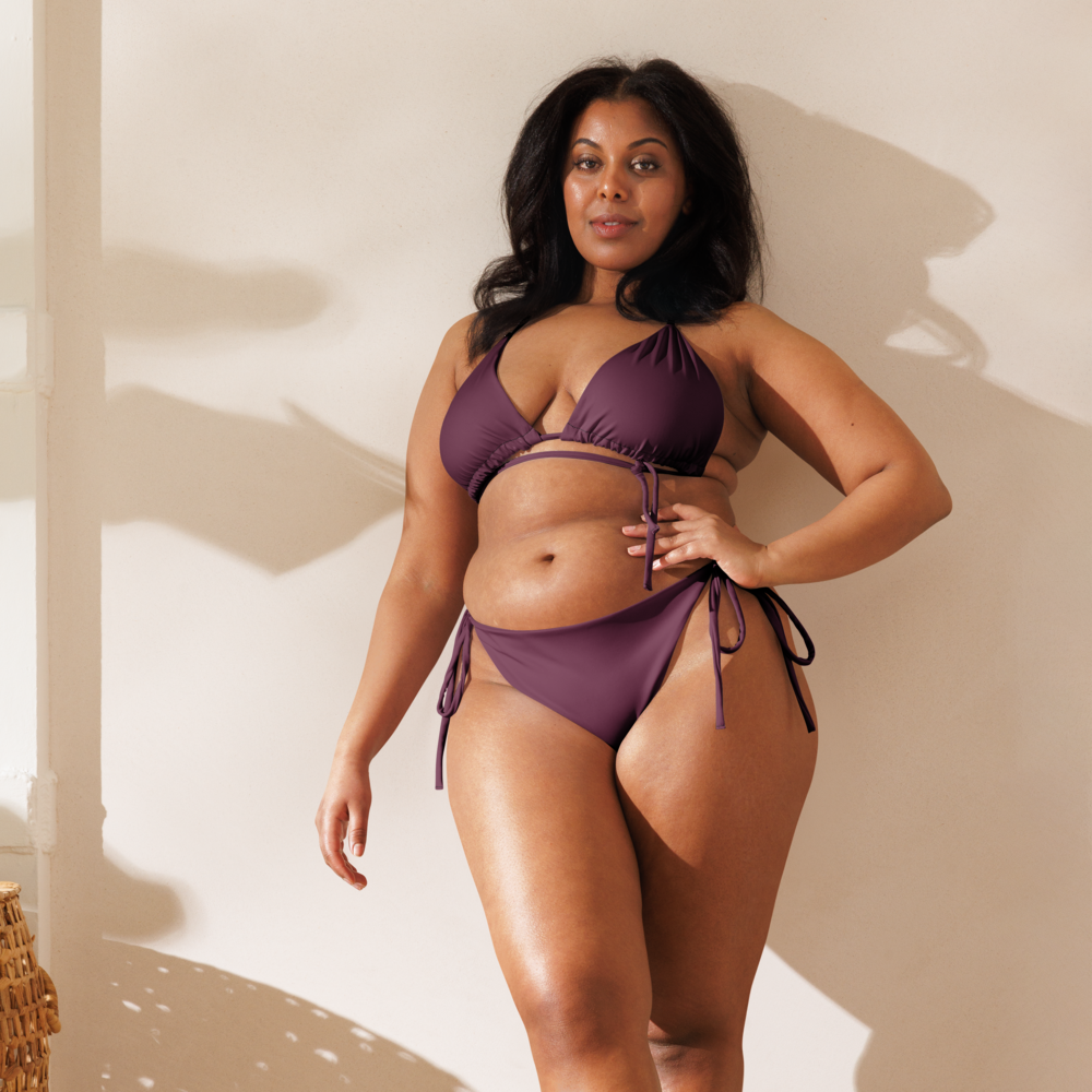 Dark Violet purple Recycled triangle bikini set