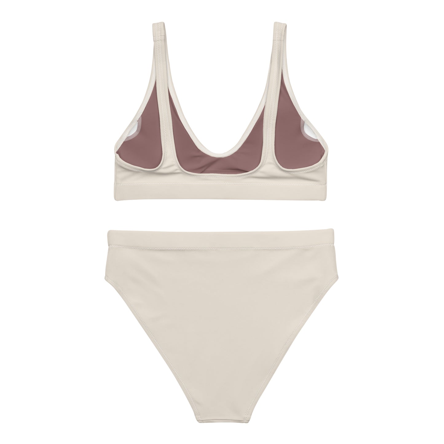 Alabaster creme, beige Ensemble bikini taille haute recyclé