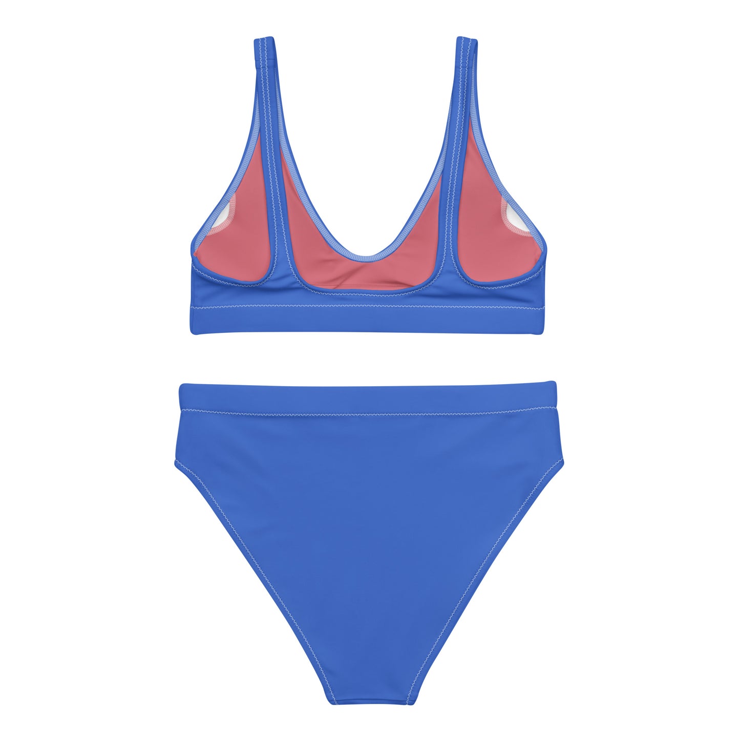 Light Royal blue Recycled High-waisted Sport bikini,Swimwear for Woman, two part bathing swim suit eco-fashion beachwear, plus size swim