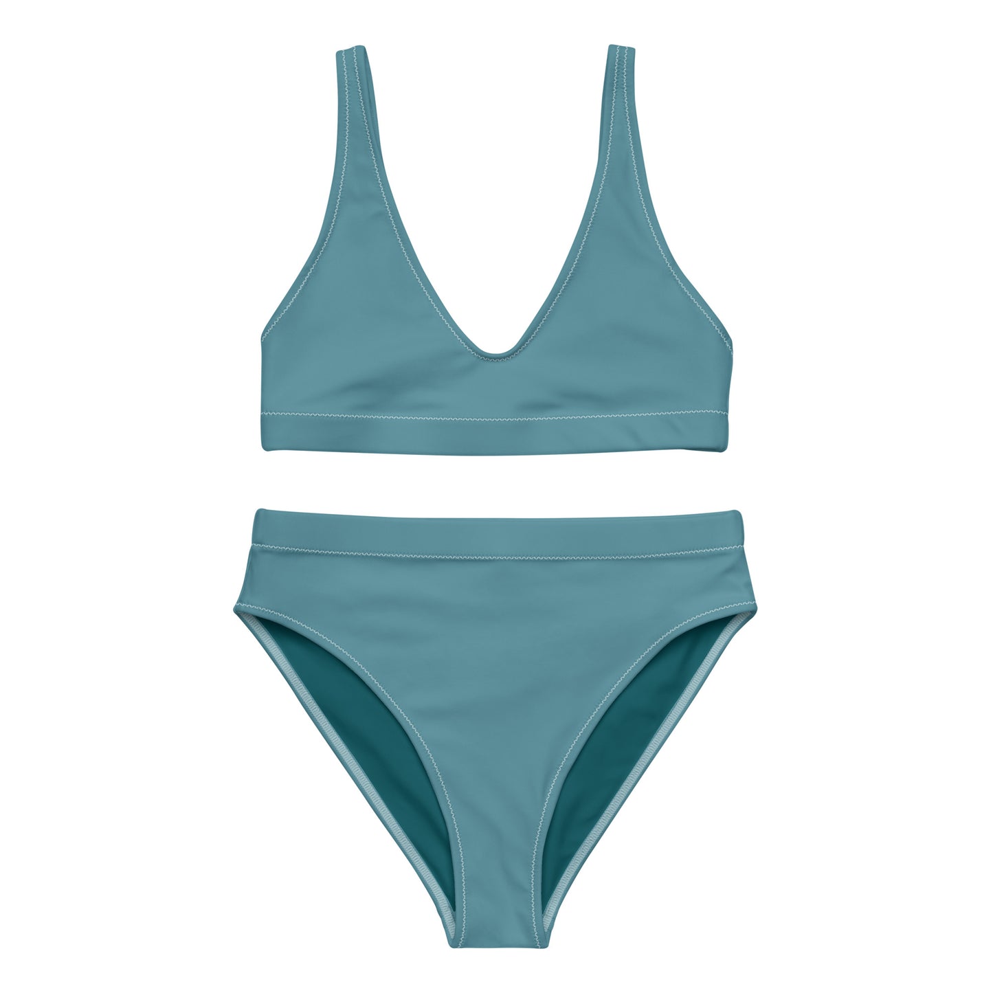 Blue munsel turquoise Recycled high-waisted bikini set