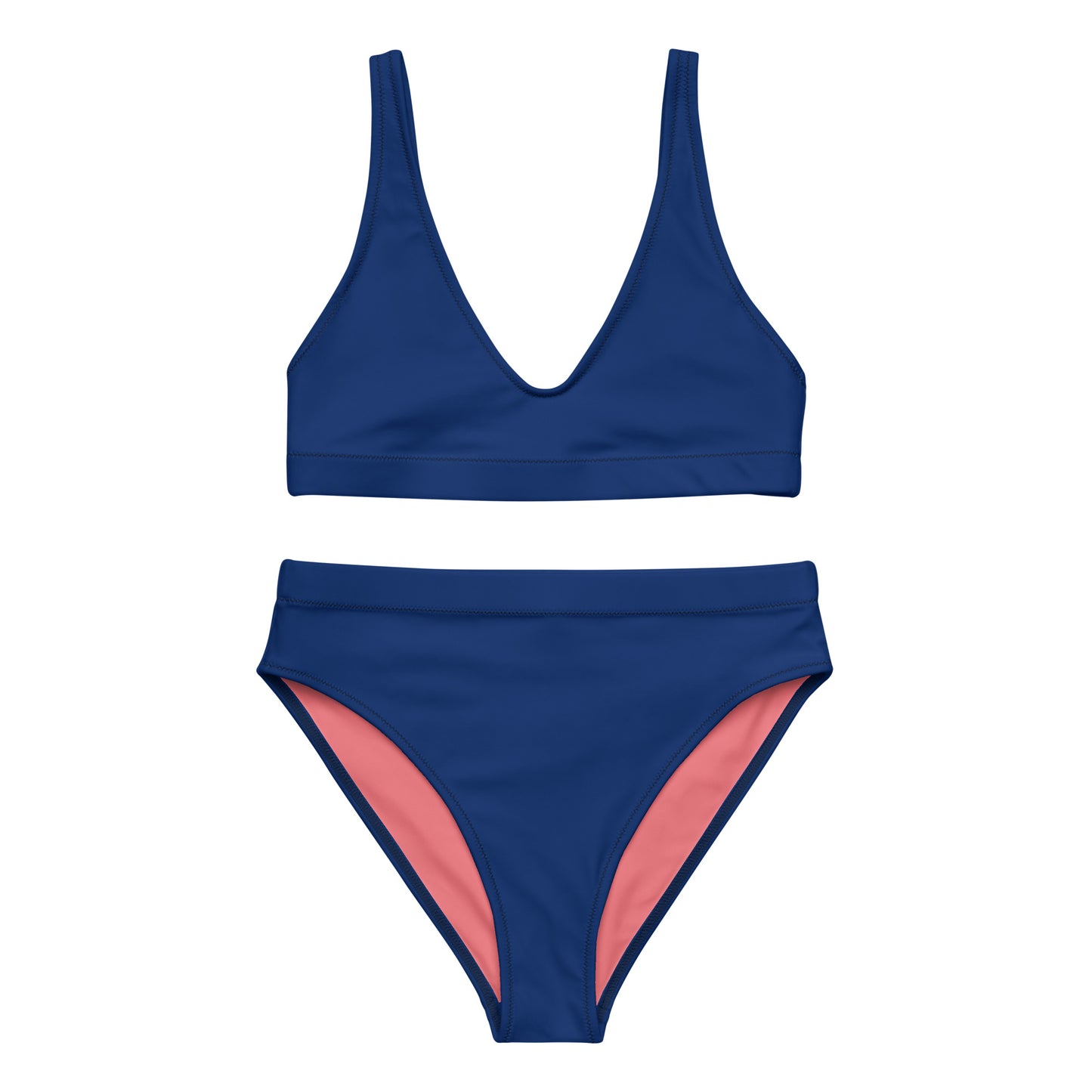 Royal blue Recycled High-waisted Sport bikini,Swimwear for Woman, two part bathing swim suit eco-fashion beachwear, plus size swim