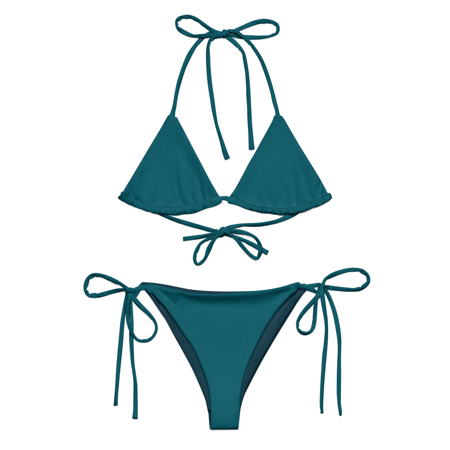 Midnight green turquoise Recycled string bikini set eco-friendly triangle bikini