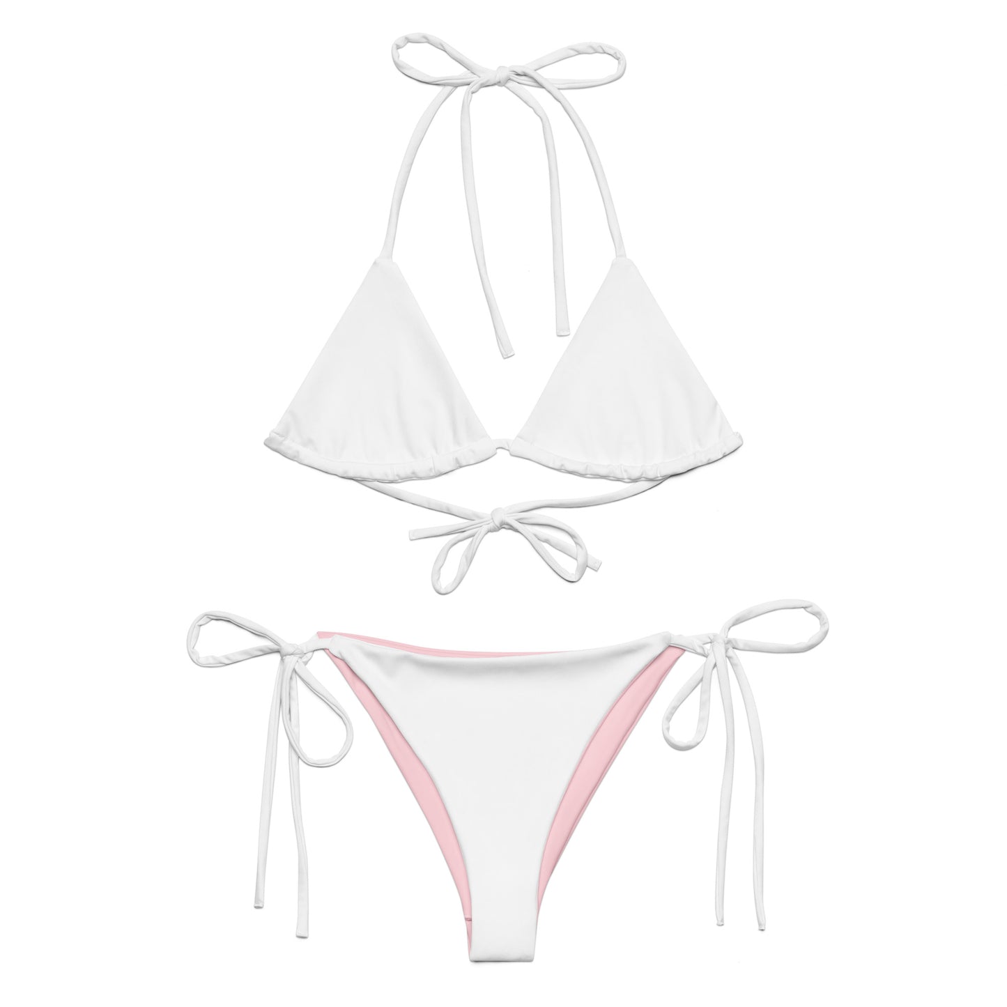 Maillot de bain string recyclé blanc-rose