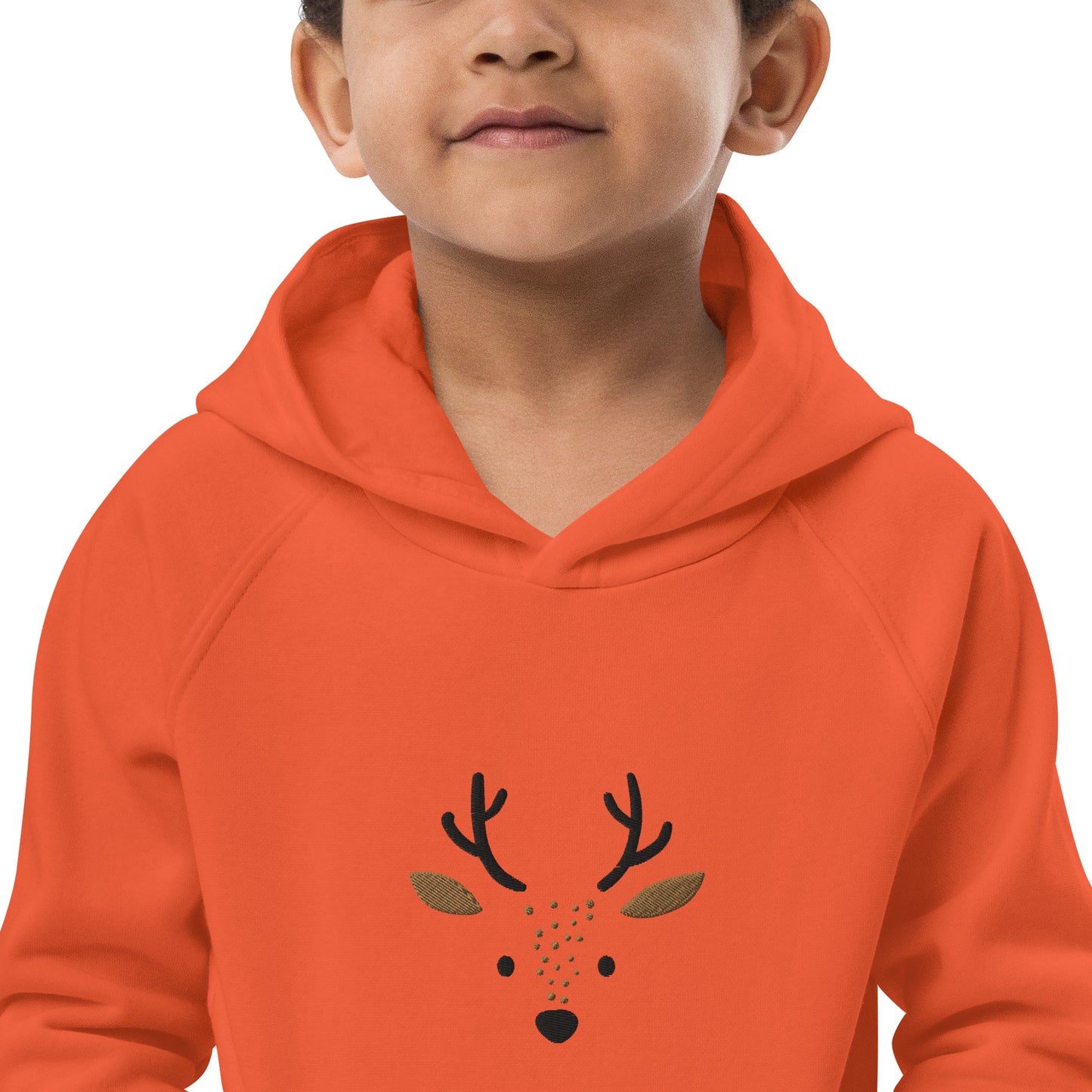 Deer 1 Kids Eco Hoodie with cute animals, Organic Cotton pullover for children, gift idea for kids, soft hoodie for kids for Christmas