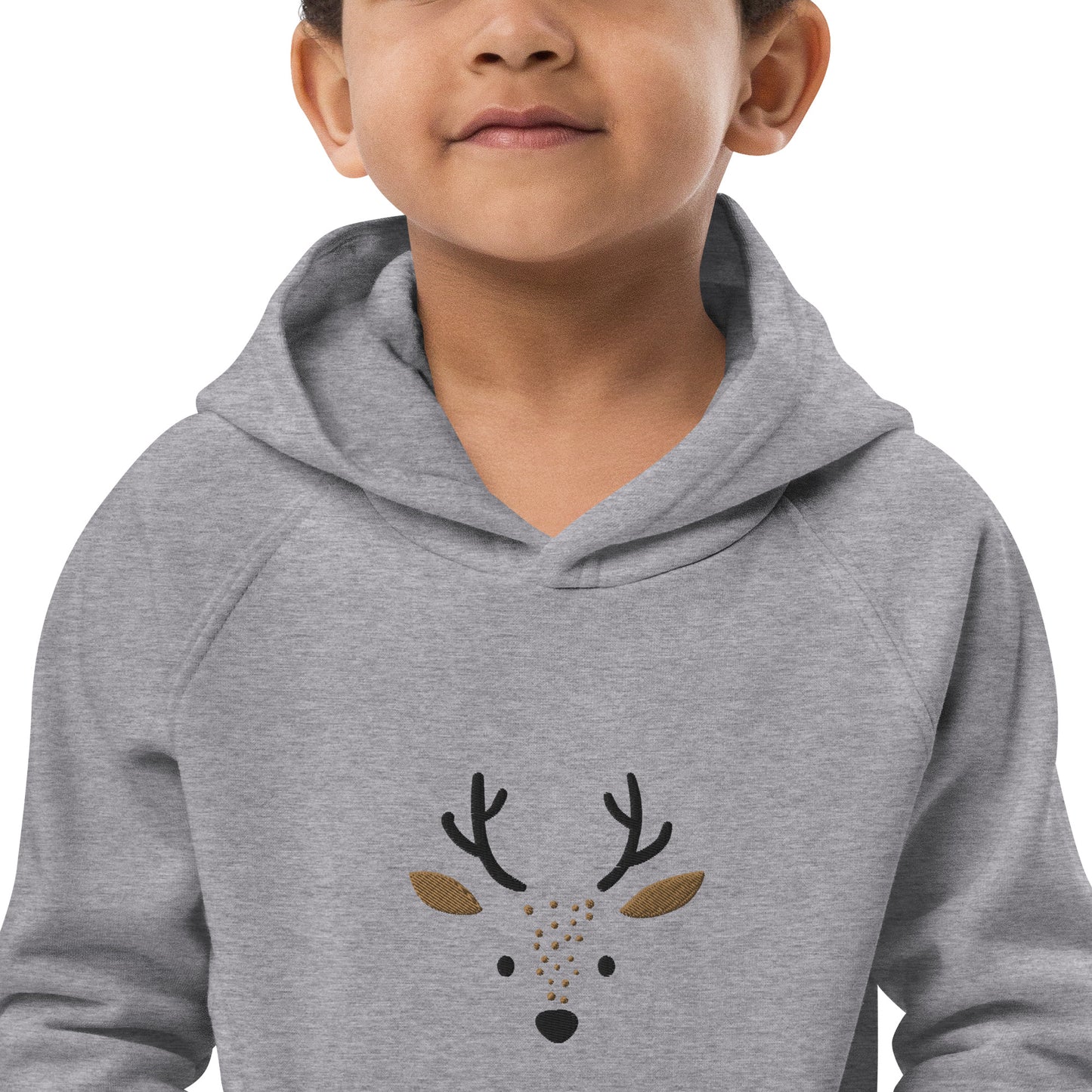 Deer 1 Kids Eco Hoodie mit süßen Tieren, Bio-Baumwollpullover für Kinder, Geschenkidee für Kinder, weicher Hoodie für Kinder zu Weihnachten