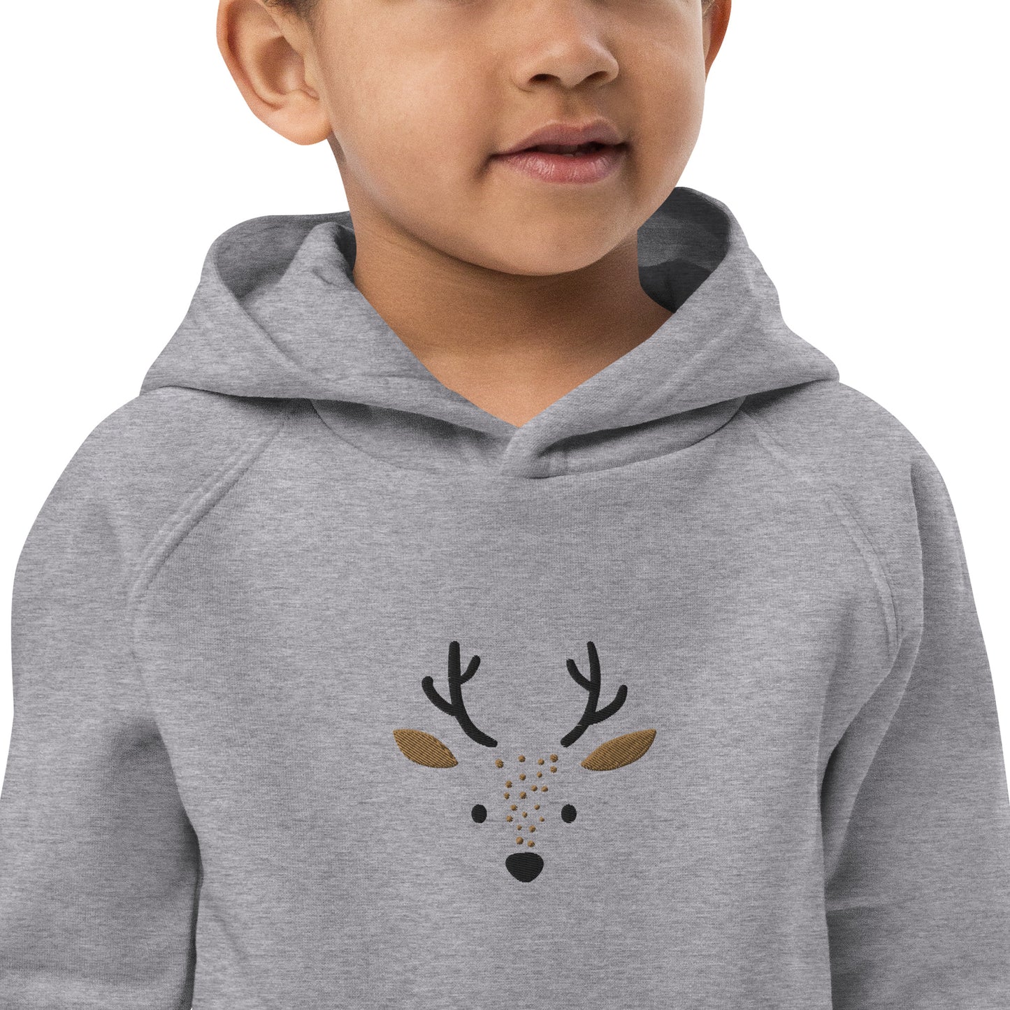 Deer 1 Kids Eco Hoodie with cute animals, Organic Cotton pullover for children, gift idea for kids, soft hoodie for kids for Christmas