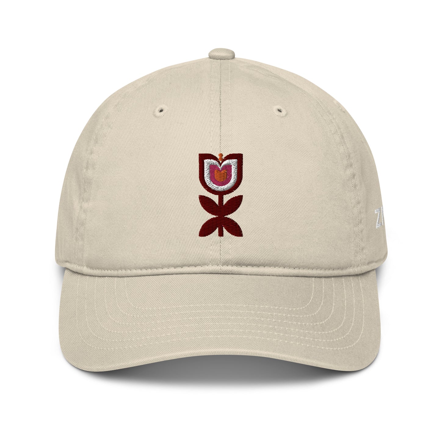 Tulip flower - 3D embroidered organic baseball cap