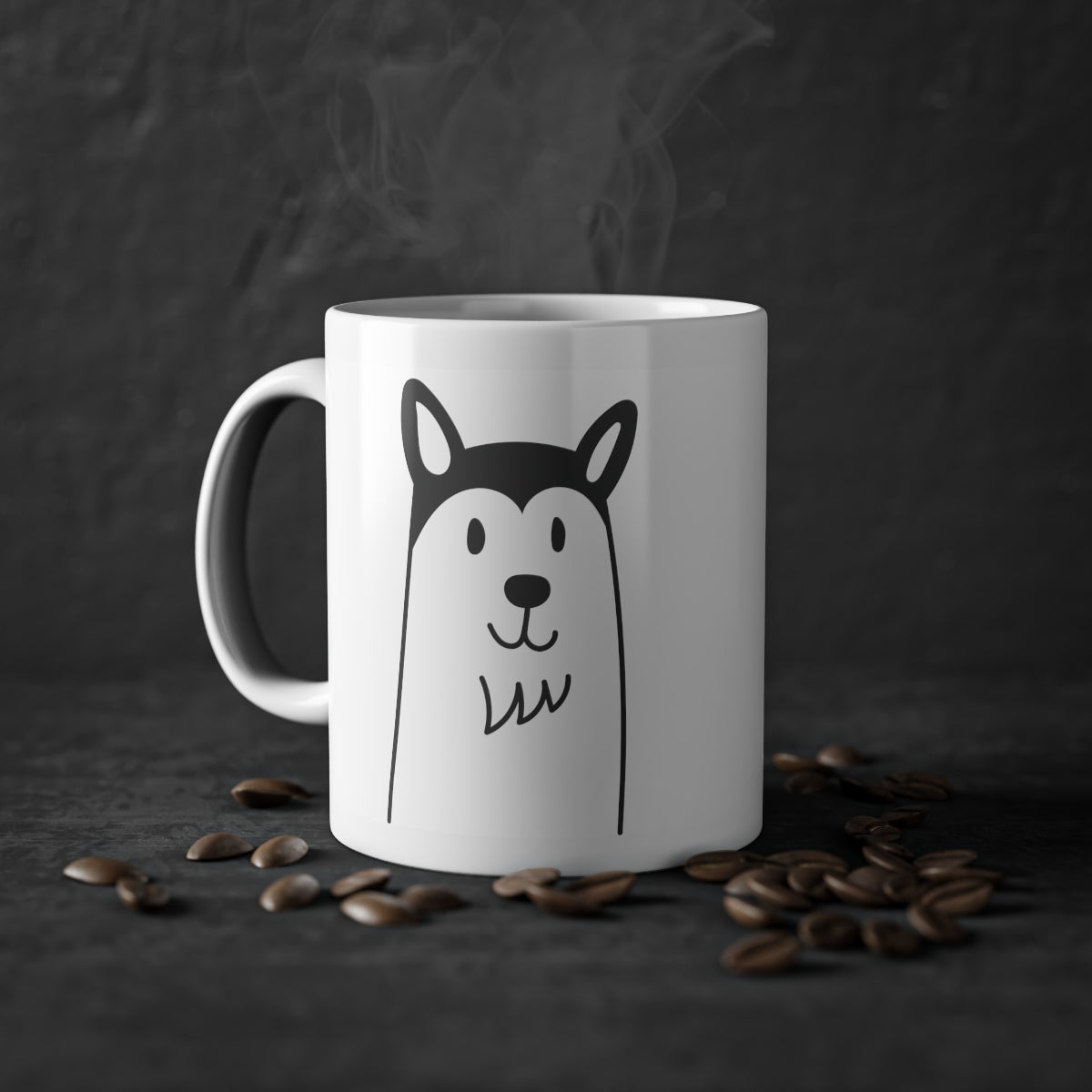 Niedlicher Hund Husky Becher, weiß, 325 ml / 11 oz Kaffeebecher, Teebecher für Kinder, Kinder, Welpenbecher für Hundeliebhaber, Hundebesitzer