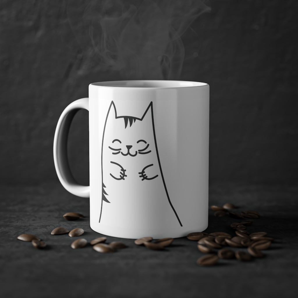 Taza de gatito lindo Taza de gato divertido, blanco, 325 ml / 11 oz Taza de café, taza de té para los niños